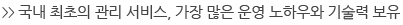 국내 최초의 관리 서비스, 가장 경험 많은 운영 노하우 및 기술력 보유