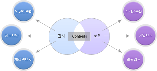 안전한 관리/정보보안/저작권 보고/수익성 증대/사업보호/비용감소